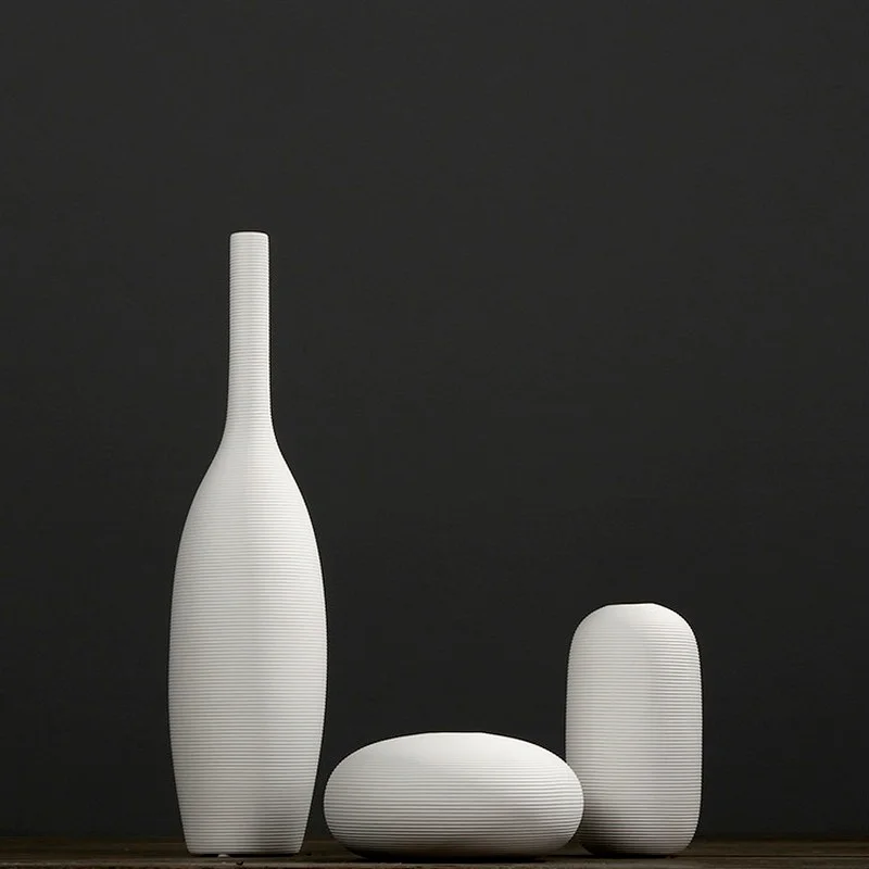 Northern European-Style White Ceramic Vase Set, Modern Minimalist Flower Container, Living Room Decoration, Home Decoration 6