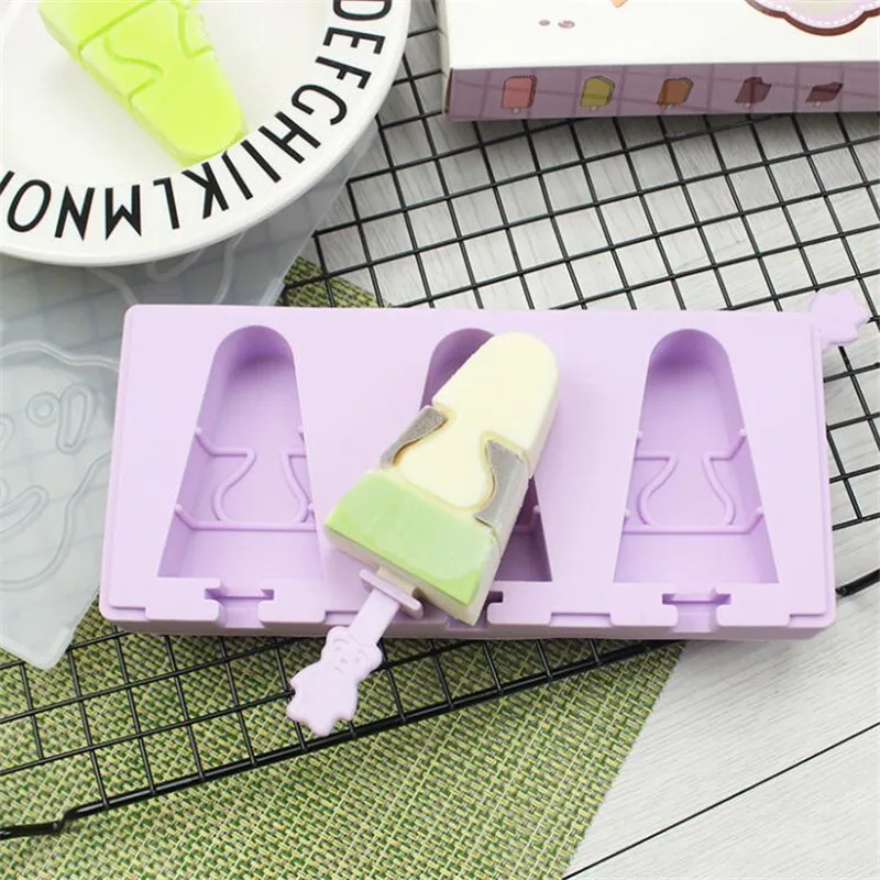 Креативная мультяшная силиконовая форма для Фруктового мороженого с крышкой, домашняя форма для мороженого, кубика льда, поднос с палочками для мороженого