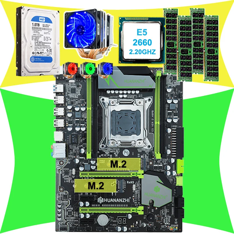 ^Cheap Official HUANAN X79 motherboard CPU Xeon E5 2660 SROKK with 6 heatpipes cooler RAM 16G DDR3 RECC 1TB 3.5' SATA HDD all tested