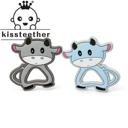 Kissteether New Food Grade Silicone Baby Teether Cow DIY Pacifier Chain Necklace Bracelet 1pc baby Rodent Chew Teether Toy Gifts