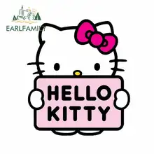 EARLFAMILY, 13 см x 11,5 см, для hello kitty, мультфильм, розовая, автомобильная наклейка, JDM, наклейка на мотоцикл, виниловая, водонепроницаемая, на окно, аксессуары