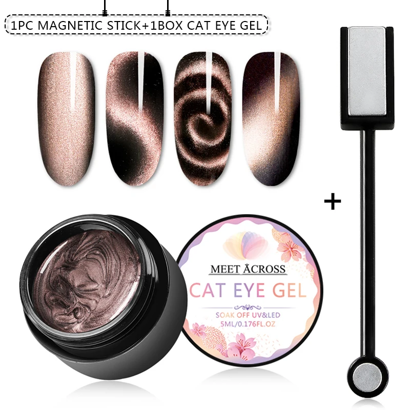 MEET ACROSS 9D Galaxy Magnetic Gel Nail Polish 5ML Soak Off UV LED Nail Art Lacquer Long Lasting Varnish Shining Cat Eye Gel - Цвет: CZH01306
