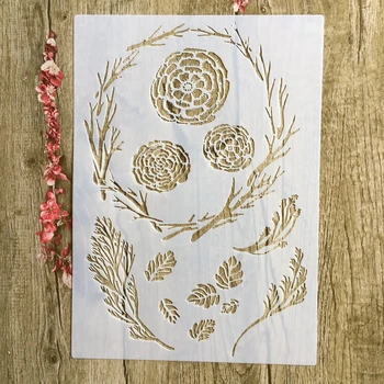 

29 * 21cm Leaves flowers twig roser DIY Stencils Wall Painting Scrapbook Coloring Embossing Album Decorative Paper Card Template