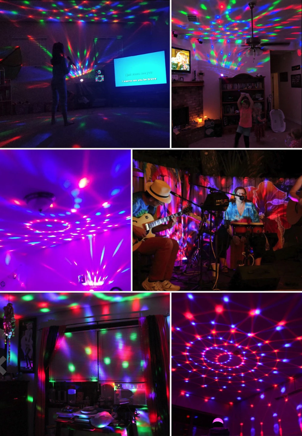 Светодиодный мини-диско-шар, DJ светильник, музыкальный активированный, 15 узоров, сценический светильник, Рождественский проектор, украшения для дома, автомобиля, вечерние светильник s