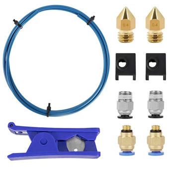 

HOT-3D Printer Kit with Capricorn Premium XS Bowden Tubing,Teflon Tube Cutter, Pneumatic Fittings and MK8 Socks and Nozzles