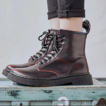 

Motorcycle Women Boots Soft Leather 2020 Woman Pumk Ankle Boot Women's Autumn Winter Ladies Fur Low Heel Female Shoes Plus Size