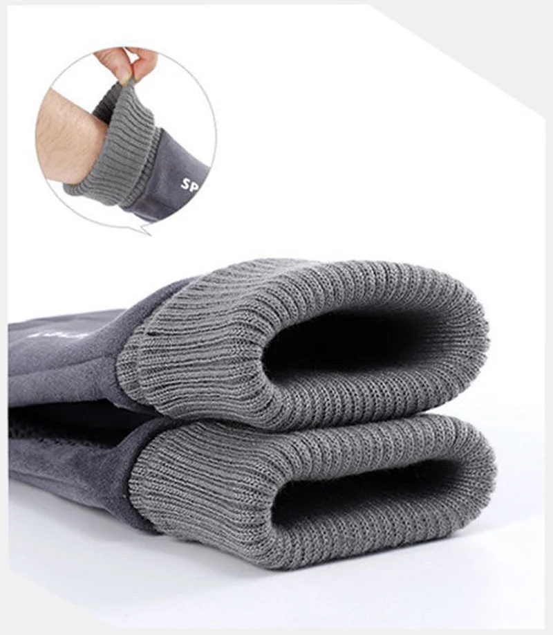 Winter Men Gloves Keep Warm Plus Velvet Inside Suede Simple Cold Protection Thicken Outdoor Gloves for Male