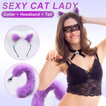 Multi-Colored Tail-Plug Hair- Clip Ears-Clip Role Play Makeup Metal Back Yard Anal Plug Chrysanthemum Sex Toy for Couples Woman