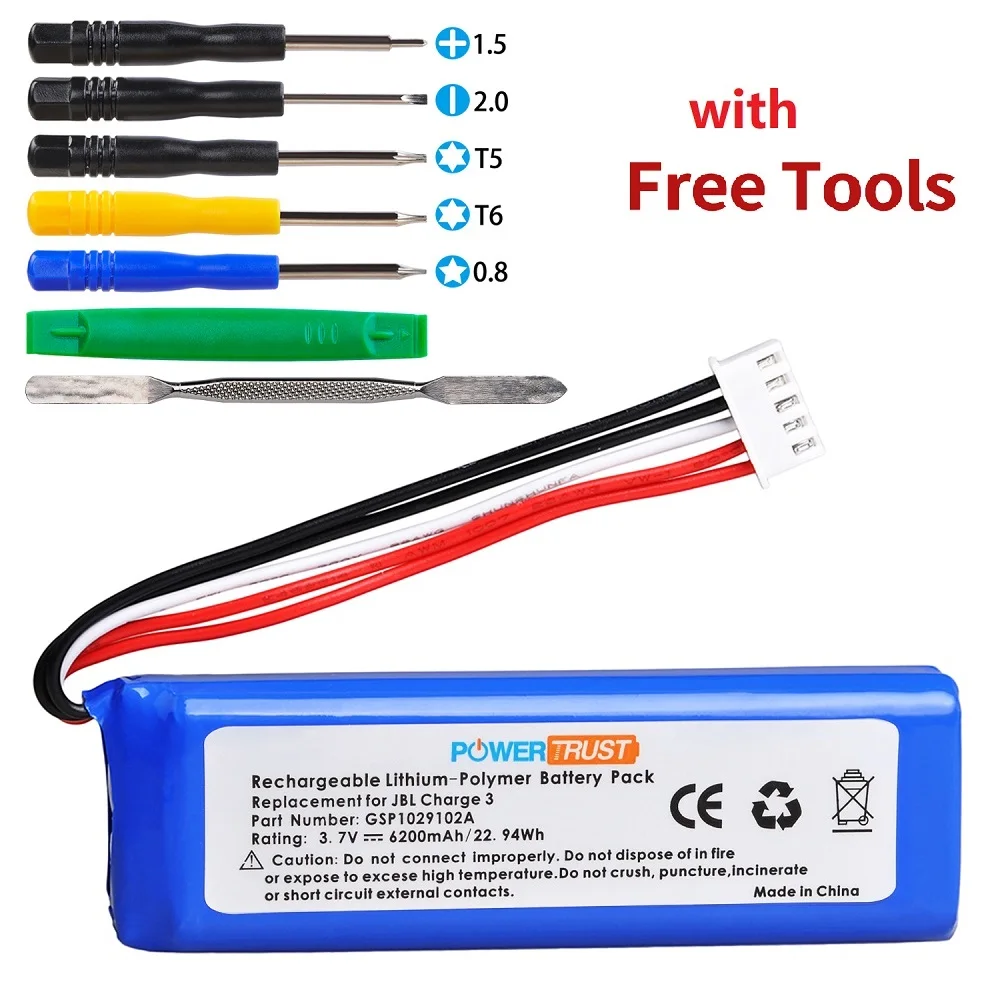 New 3.7v 6200mah Decoded Battery For Jbl Charge 3 (2016) Charge 3 (2016