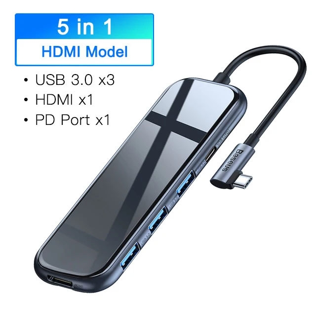 Baseus концентратор USB Type C к HDMI RJ45 Мульти USB 3,0 USB3.0 адаптер питания для MacBook Pro Air Dock 3 порта USB-C usb-хаб разветвитель - Цвет: HDMI Model