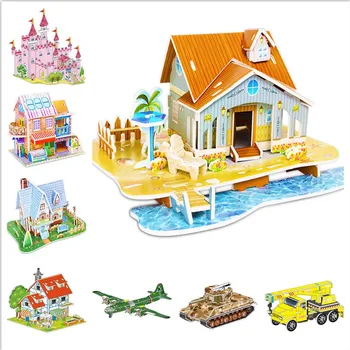 

Kids DIY Toy Paper Puzzle 3D Puzzle Model for Children Baby Castle House Tank Warship Zoo Puzzles Educational Early Toys 14*21cm