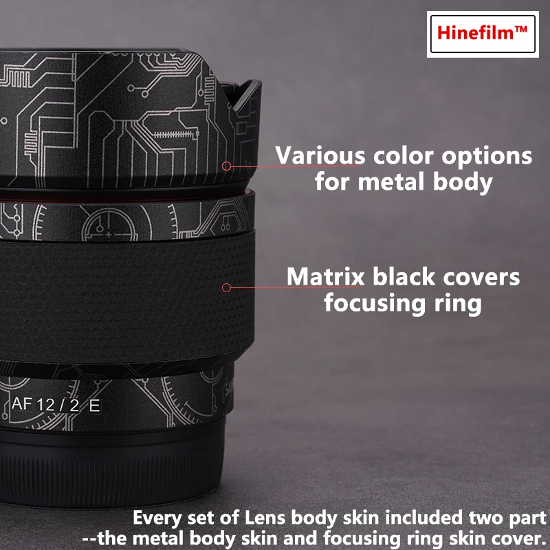 Af12 F2 Adesivi Per Lenti Pelli Per Decalcomanie In Vinile Per Samyang 12Mm F2.0 Af Lens Per Sony E Mount Pellicola Protettiva Per Adesivi Premium