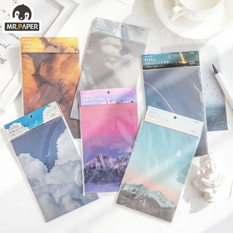 

Mr.Paper 30pcs/lot Fantasy Sky Scenery Cloud Big Litmus Paper Memo Pads Loose Leaf Ivory White Card Write Notes Down Memo Pads