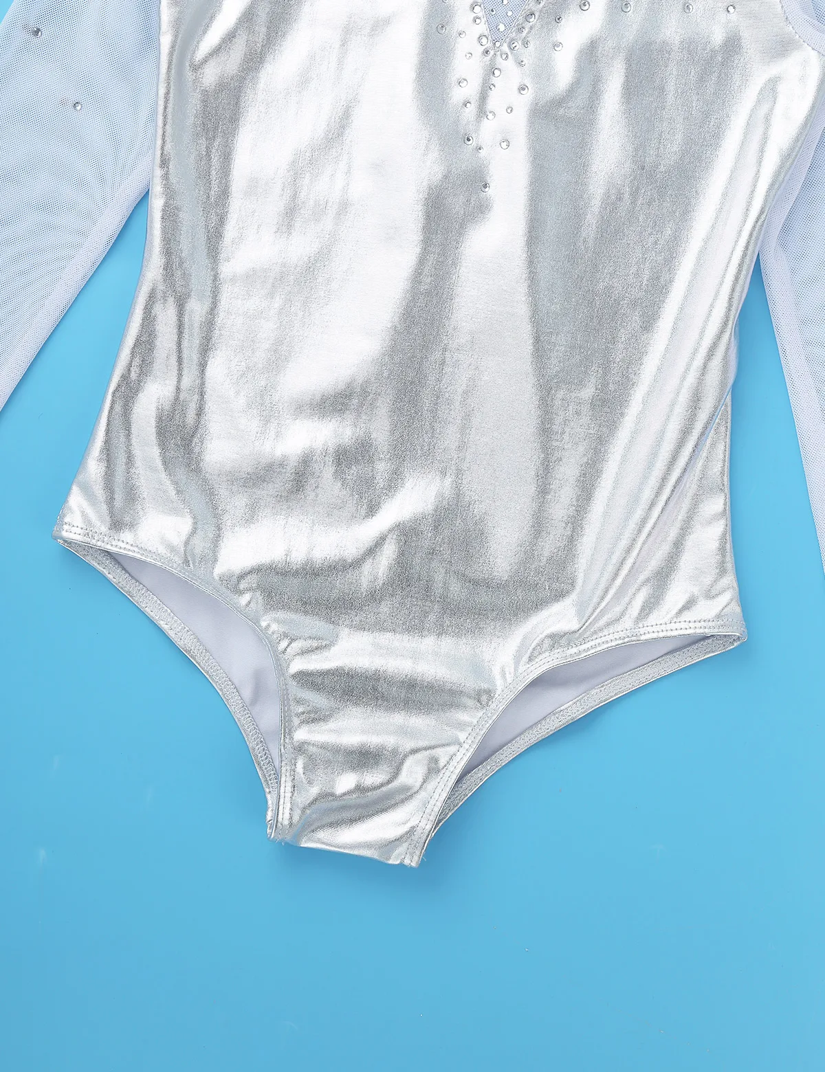 Kids Girls Sparkly Rhinestone Metallic Long Sleeve Mesh Ballet Dance Gymnastics Leotard Bodysuit Jumpsuit Modern Dancewer ballet leotard,dance leotard