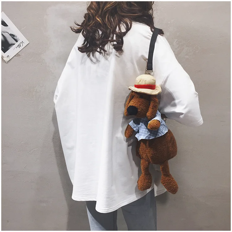 

Plush Bag Women's 2019 New Style Cute Adorable GIRL'S Cartoon Funny Small Animal Shoulder Bag KID'S Messenger Bag
