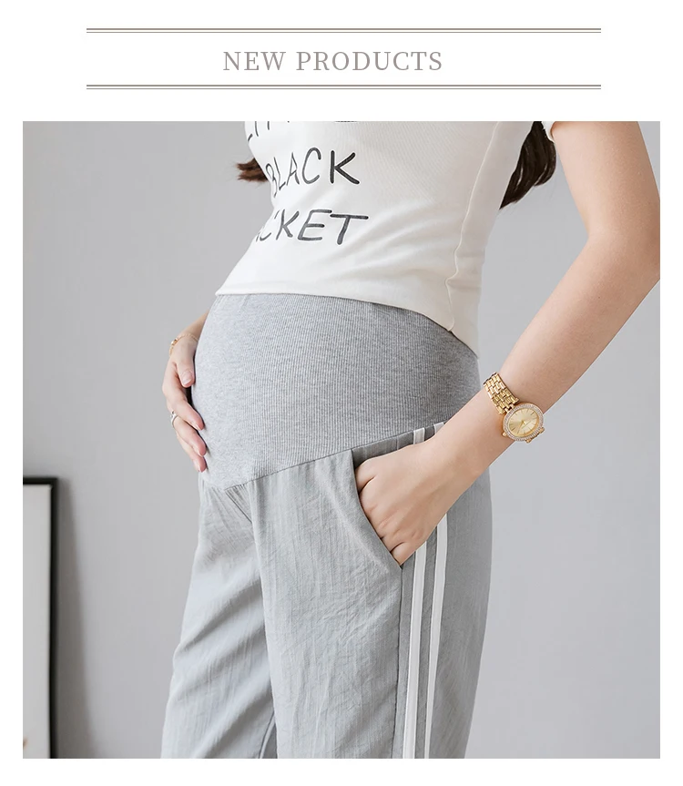 used maternity clothes near me 3126# Spring Summer Fashion Maternity Jogger Pants Elastic Waist Belly Pants Clothes for Pregnant Women Thin Pregnancy Trousers petite maternity clothes