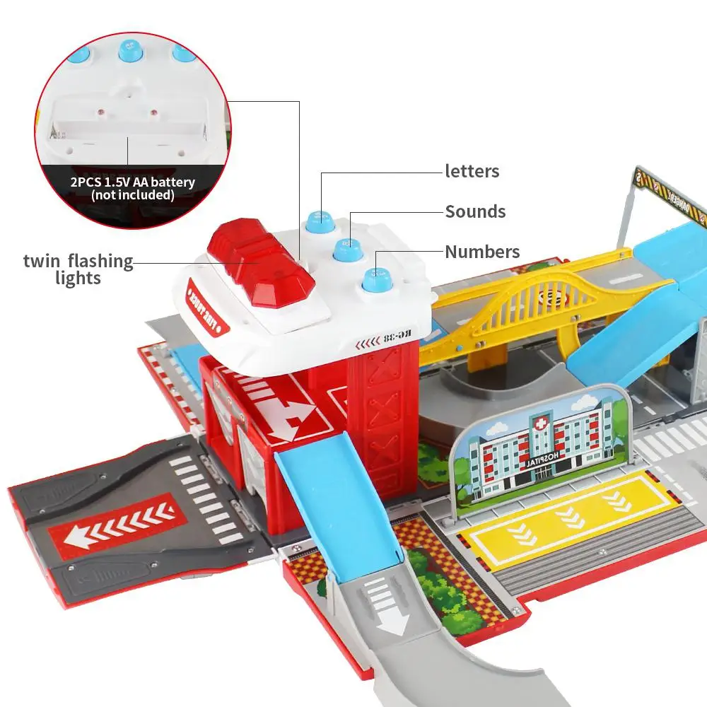 Дети моделирование пожарная машина звук и свет деформации автомобиль трек/парковка пожарная Мобильная штаб-квартира для детей игрушки