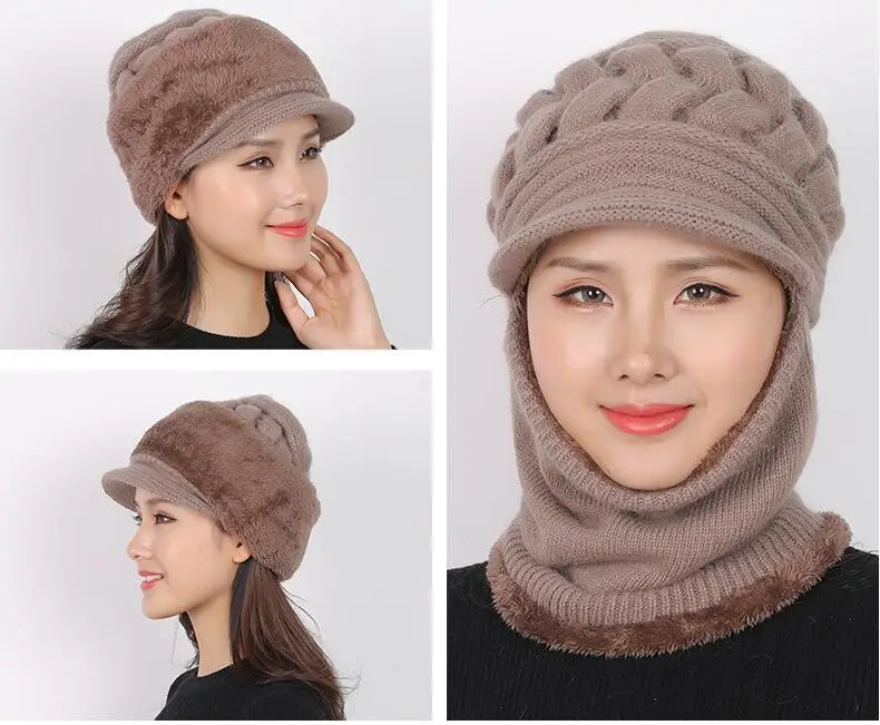 Зимние шапки Скалли Beanies шляпа для мамы Beanies женский шерстяной шарф головные уборы, Балаклава маска Gorras капот твист полосы вязаные шапки