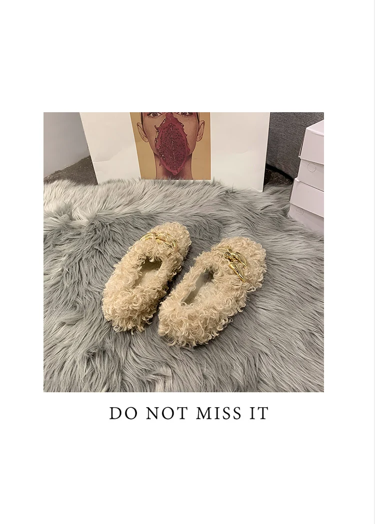 

Plush shoes women's outer wear 2020 new autumn and winter plus velvet warm cotton shoes, pedal peas shoes all-match explosive si