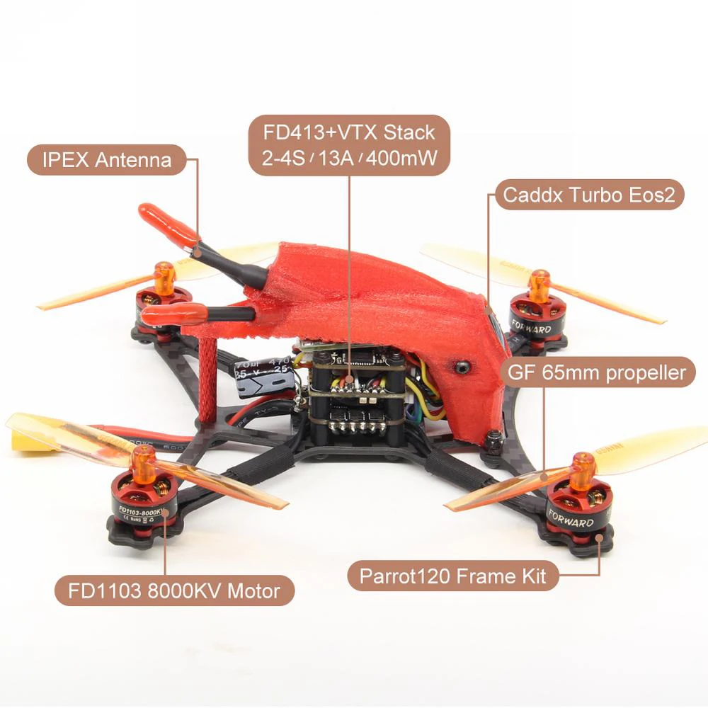 HGLRC зубочистка Parrot120 Pro 120 мм FPV гоночный Дрон 1200TV камера 2-4S F4 Контроллер полета 13A 4в1 ESC 8000 кв бесщеточный мотор