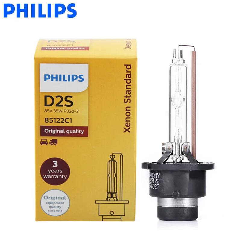 Philips D2S HID 85122C1 35W Xenon Standard Head Lamp 4200K Bright White  Light Auto Original Bulb