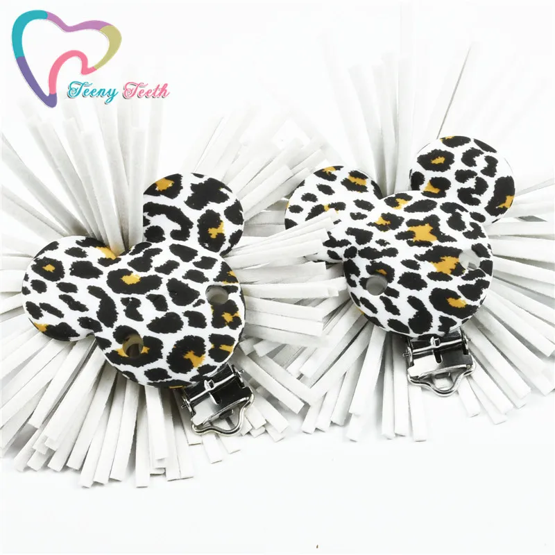 20 PCS Leopard Mouse Shape Pacifier Clip Silicone Beads Teething Soother Holder Teether DIY Baby Feeding Accessories Tools | Мать и