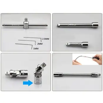 

53pcs Adjustable Socket Set Universal Ratchet Wrench Set Kit Torque Wrench Car Motorcycle Bicycle Repair Tools Spanner Hand Kit