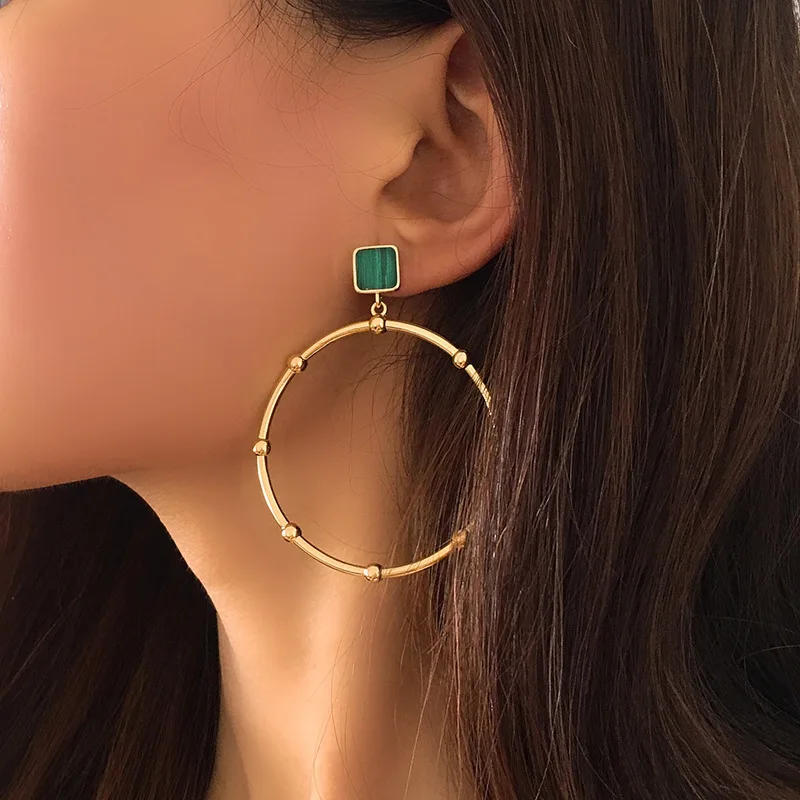 

Exaggerated Personality Large Circle Round Stud Earring Gold Color Simple Jewelry for Women Fashion Ear Jewelry