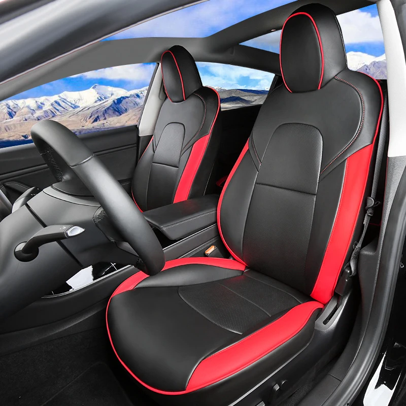 5-sitz Faux Leder Auto Sitzbezüge Set für Tesla Modell 3 2017-2023 Modell Y  Voll Umgeben innen Schutz Zubehör - AliExpress