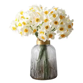 

6Pcs/Bouquet Artificial Flower Daffodil Silk Flowers Bouquet For Wedding Home Decoration Fake Flower Bouquet
