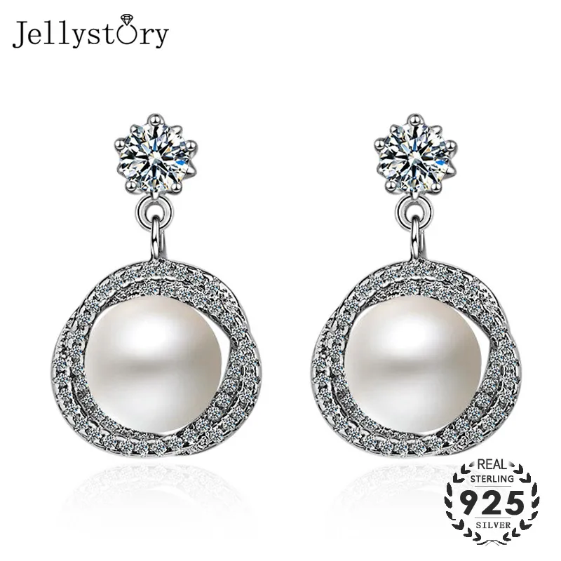 Jellystory модные серьги 925 стерлингового серебра ювелирные изделия с красный жемчуг