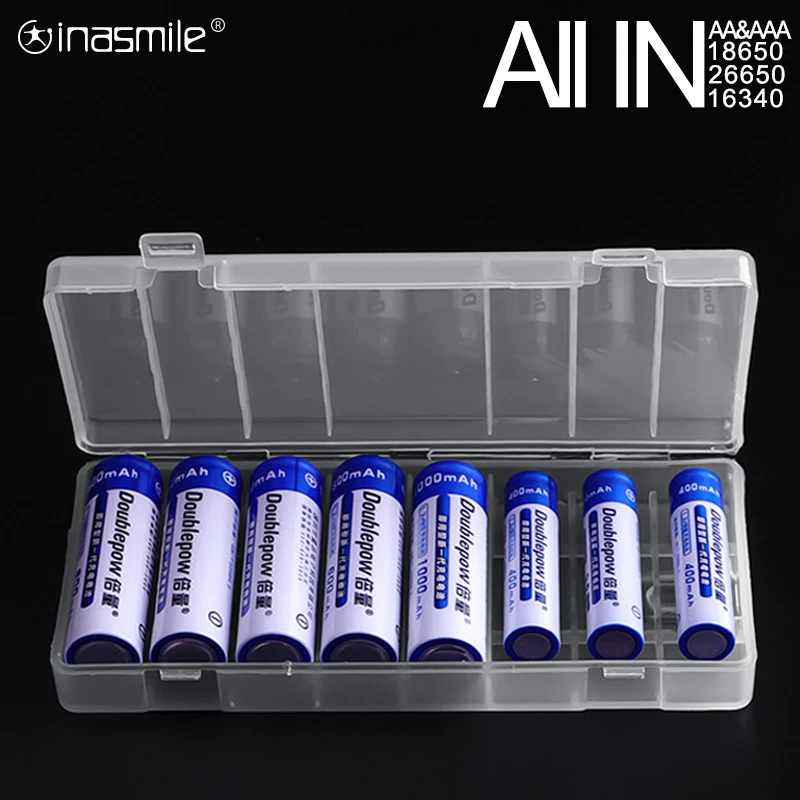 ALL IN Battery Case for 18650 26650 16340 Holder Storage Box 2 4 8 AA AAA Rechargeable Container Organizer |