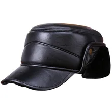 Брендовая зимняя бейсбольная кепка для пожилых мужчин из мягкой овчины, Меховая кепка с козырьком для ушей в русском стиле, Мужская теплая Кепка из натуральной кожи
