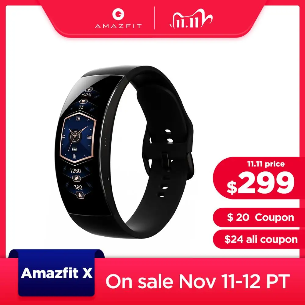 

Amazfit X Smartwatch Global Version Curved Screen Titanium Body Sleep Monitoring 5ATM Water Resistant Multi Sports Modes
