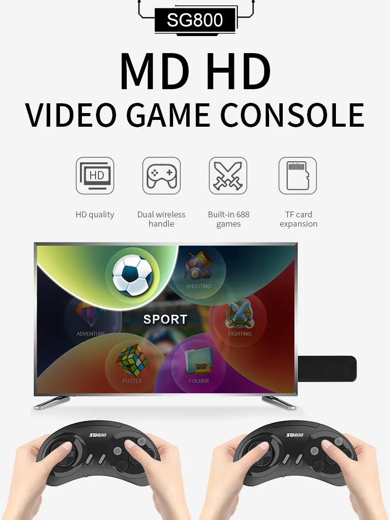 Mini Game Stick 4K Wireless Tv Video Console Di Gioco Portatile Con 688 Juegos Per Sega Genesis 16 Bit Hd Consola Per Mega Drive