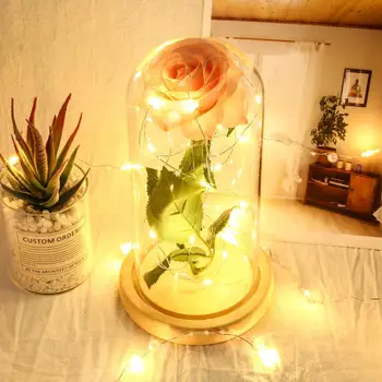 

Glass 1 Roses Wedding Decoration Preserved Fresh Flower Rose Glass Cover Beauty Romantic Colour Floral Decor Eternal Flower