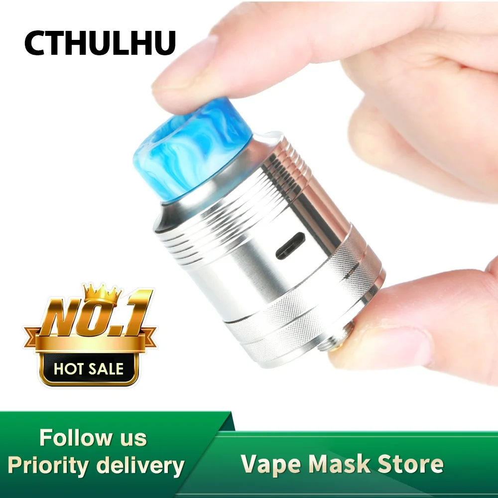 Original Cthulhu Mjolnir RDA 24mm Diameter Single Coil Tank with Double Chamber &amp BF Pin Fit Squonker MOD Vape Vs 1928 | Электроника
