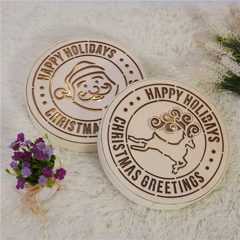 

Disc Light Ornament Santa Claus Wood Carving Home Decor Christmas Decoration Accessories Children Toys Miniature Model Ornaments