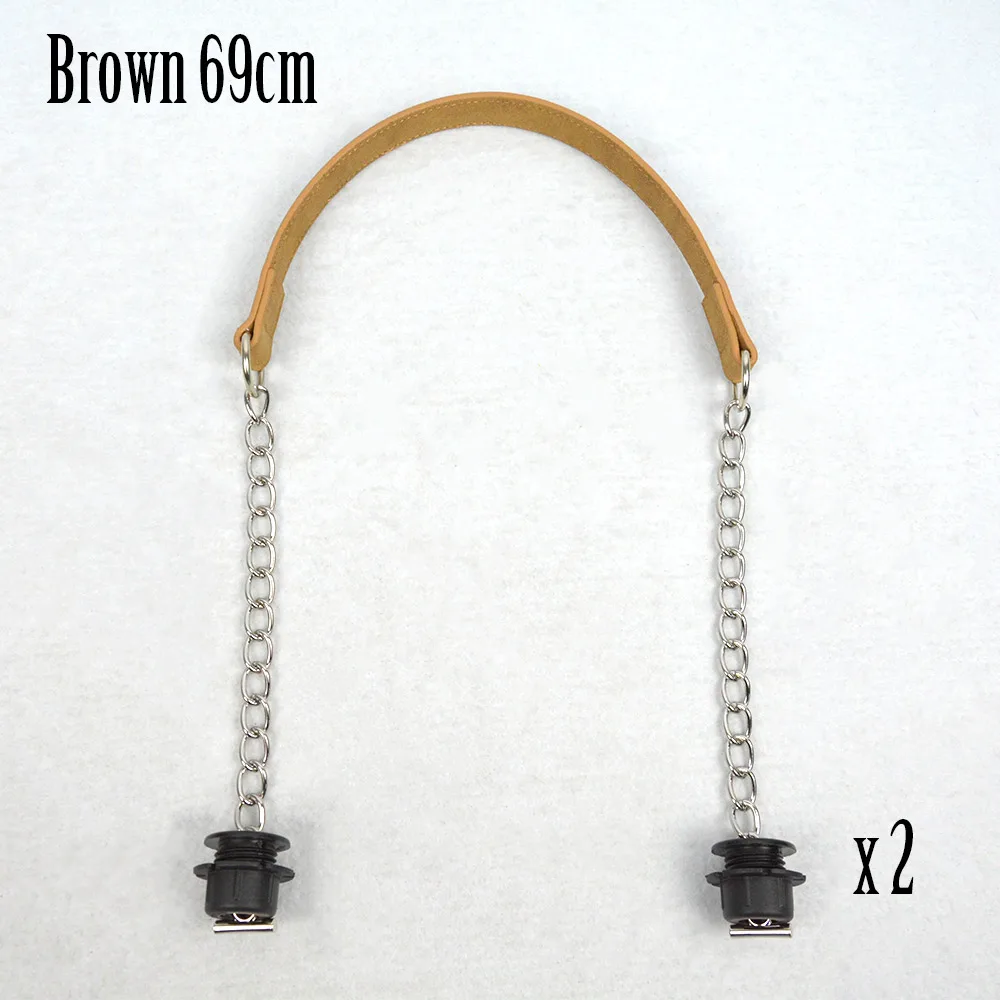 brown Новинка, Tanqu, 1 пара, нубук, плоская, серебряная, короткая, толстая, с одной цепочкой, с пряжкой, черные винты для Obag, O сумка, ручки для женской сумки - Цвет: brown