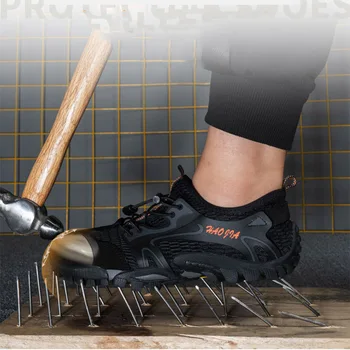 

Men Steel Nose Safety Work Shoes grid Lightweight Breathable Reflective Casual Sneaker Prevent piercing Protective boots