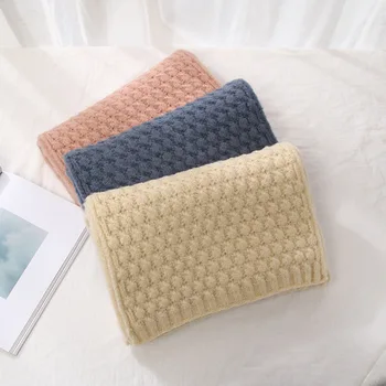 

Autumn Winter New Solid Color Knitted Crochet Scarf Men Women Double-sided Woolen Scarf Warm Comfortable Fashion Shawl B89