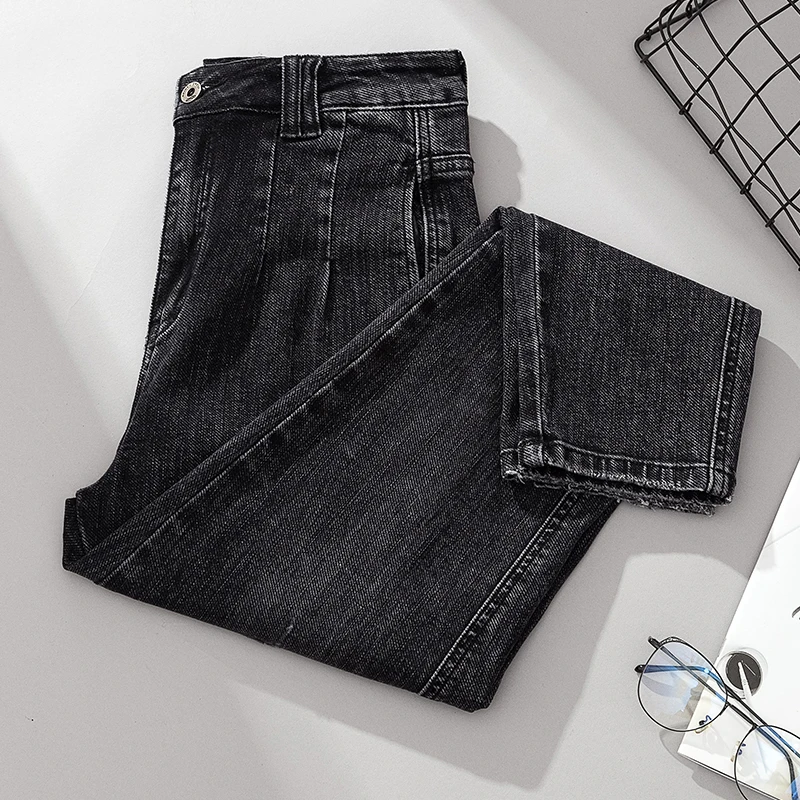 

4xl plus big size jeans panty women spring winter autumn 2020 feminina high elastic casual denim trousers pants female A5341