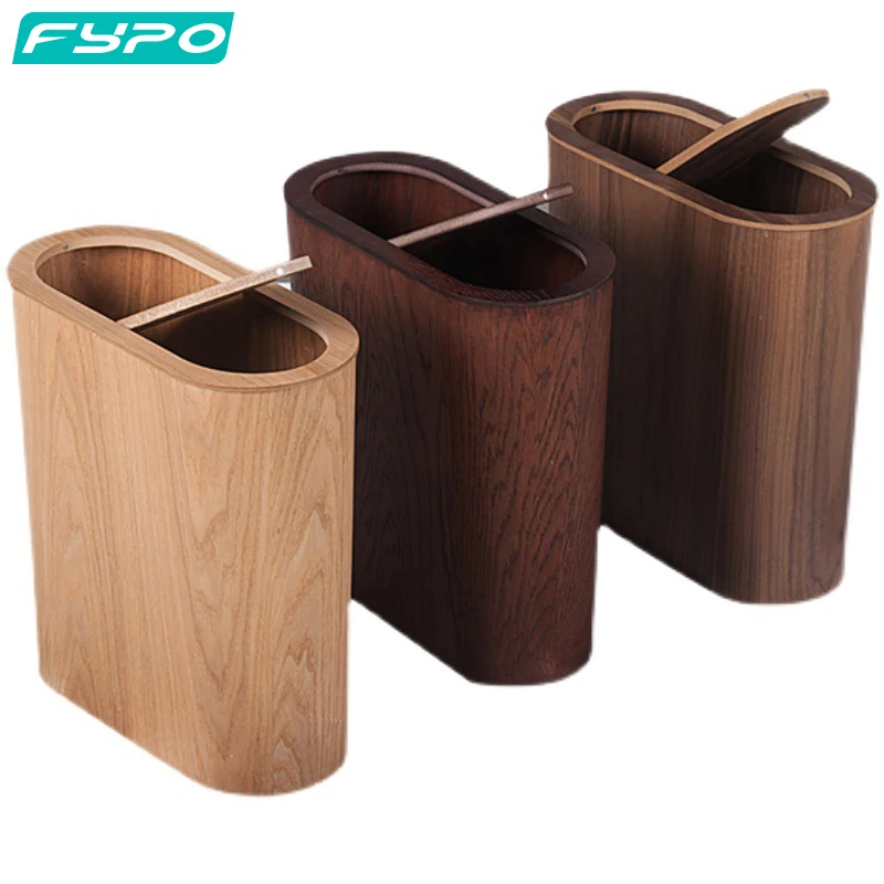 9LNordicWoodenTrashCanBathroomGarbagecanwithLidSolidWood