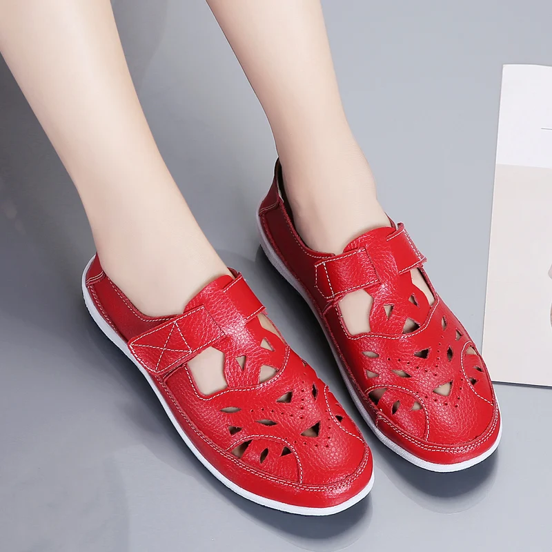 Women Sandals Women Shoes Women's Sandals Summer Ladies Girls Comfortable Ankle Hollow Round Toe Sandals Female Soft Beach Sole Shoes Plus Size