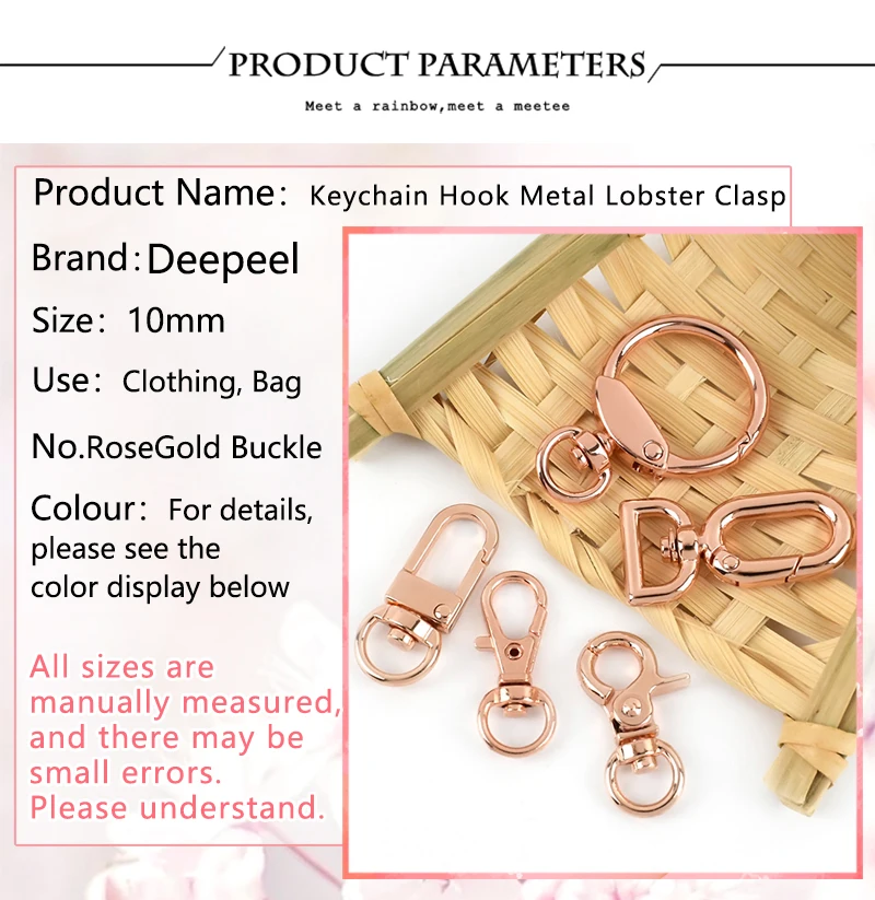 10pcs Deepeel Rose Gold Keychain Hook Lobster Clasp Metal Chain Strap Hang  Buckle DIY Key Pendant Clasps Hardware Accessories - AliExpress