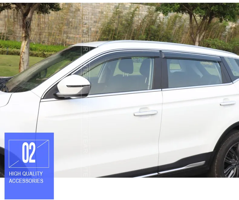 Vtear для Geely Atlas Emgrand NL-3 Proton X70 автомобильный дождевой щит, оконный козырек, дефлекторы, тент, отделка, внешние аксессуары для укладки ветровики на окна автомобиля дефлекторы боковых окон
