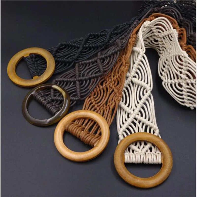 

Solid wood buckle head hand-woven belt for multi-color selection The buckle is exquisite and smooth, workmanship and meticulous