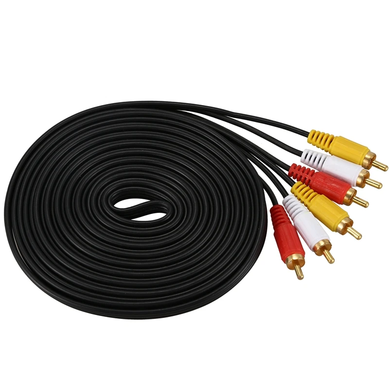 Тройной 3 RCA папа-папа o Видео DVD кабель ТВ АВ 4 6 м длинный черный | Электроника