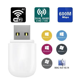 

5G Dual-band 600Mbps USB Wireless Network Card Mini WIFI Receiver USB Wireless Network Card Free Drive Bluetooth 4.2 For Desktop