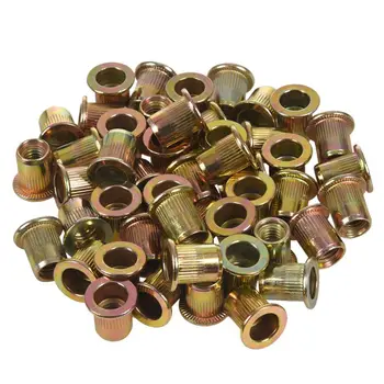 

M6x12mm Flat Head Threaded Rivet Nut Insert Nutsert Fasteners 50 Pcs